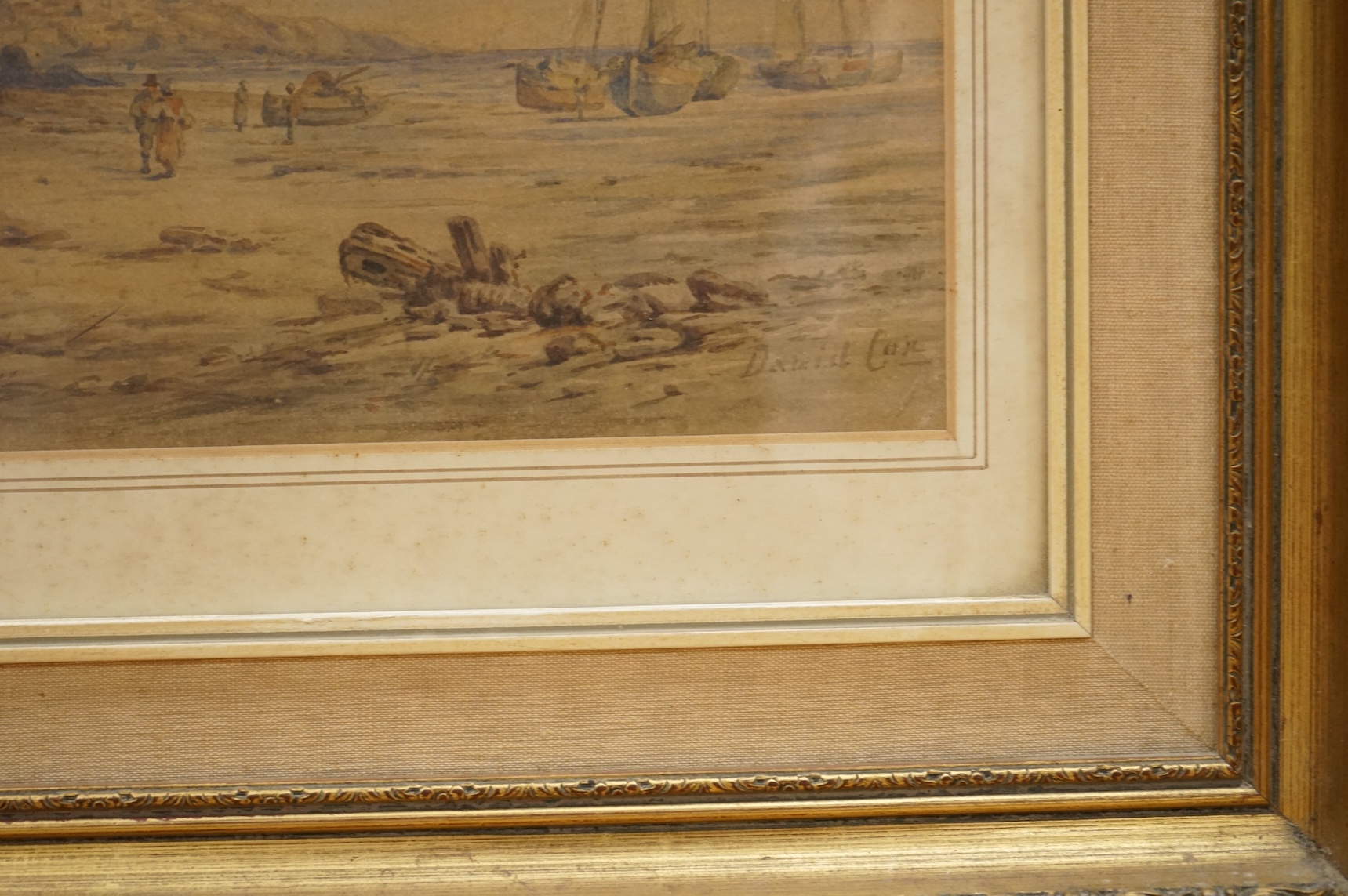 David Cox (1783-1859), Coastal scene with fisherman, signed, watercolour, 23 x 36cm